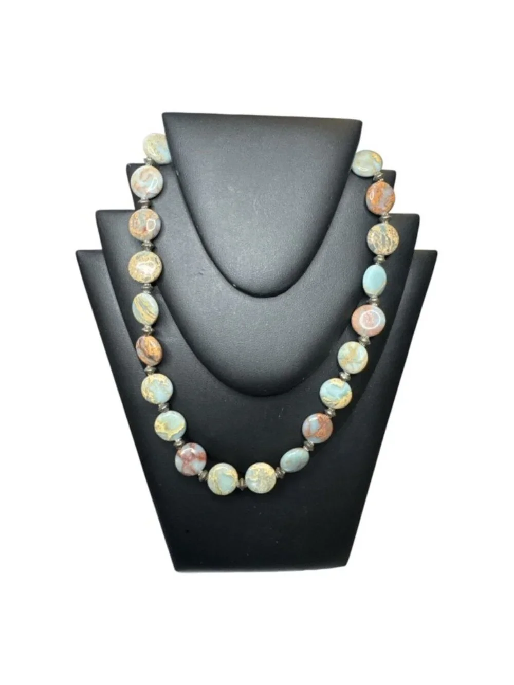 Natural Gemstone Beaded Necklace With Adjustable Clasp For Women Earth Tones